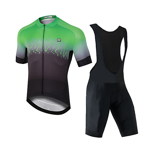 

CAWANFLY Men's Short Sleeve Cycling Jersey with Bib Shorts Black / Green Bike Sports Mountain Bike MTB Road Bike Cycling Clothing Apparel / Expert / Racing / Stretchy / Athletic / Triathlon