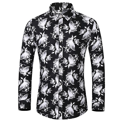 

Men's Shirt Graphic Plus Size Print Long Sleeve Daily Tops Basic Black