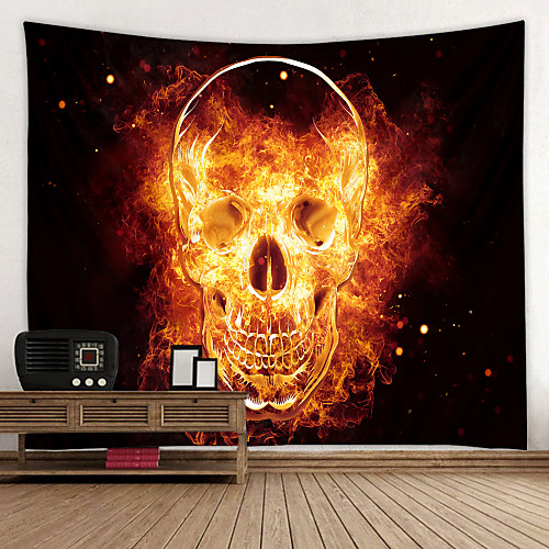 

Flame Skull Digital Printed Tapestry Decor Wall Art Tablecloths Bedspread Picnic Blanket Beach Throw Tapestries Colorful Bedroom Hall Dorm Living Room Hanging