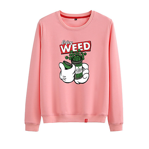 

Women's Sweatshirt Pullover Black White Pink Cartoon Crew Neck Cartoon Cute Sport Athleisure Sweatshirt Top Long Sleeve Warm Soft Comfortable Everyday Use Causal Exercising General Use / Winter