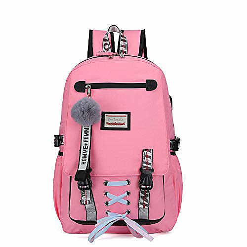 

School Bag Rucksack Commuter Backpack Large Capacity Backpack Light Green Pink Black Yellow