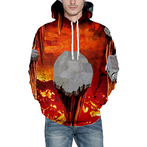 

Men's Daily Hoodie Graphic Hooded Casual Hoodies Sweatshirts Orange