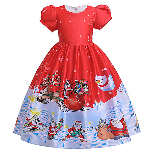 

Santa Suit Princess Dress Kid's Girls' Vacation Dress Christmas Party Evening Festival Christmas Festival / Holiday Terylene Red Easy Carnival Costumes Snowflake Christmas
