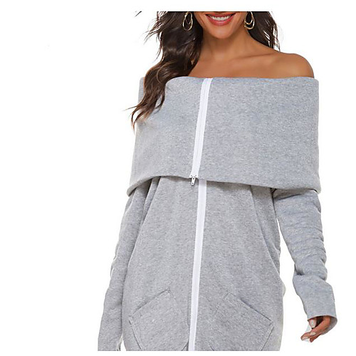 

Women's Solid Colored Basic Fall & Winter Coat Regular Daily Long Sleeve Coat Tops Gray