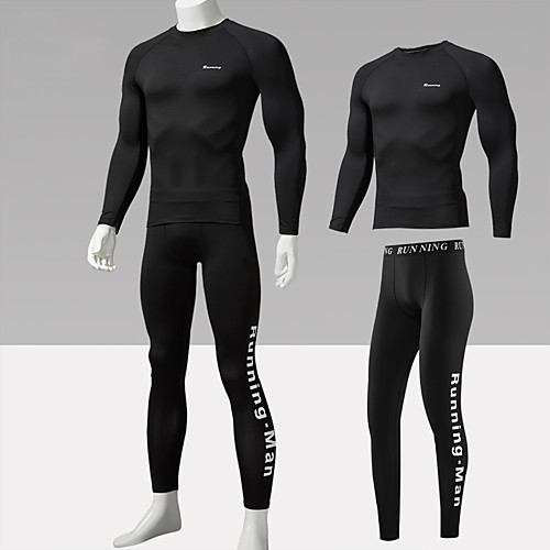 

Men's 2 Piece Full Zip Activewear Set Workout Outfits Compression Suit Athletic Athleisure 2pcs Winter Long Sleeve Spandex Moisture Wicking Quick Dry Breathable Fitness Gym Workout Performance