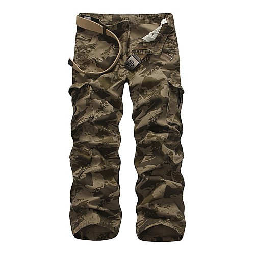 

Men's Basic Daily Tactical Cargo Pants Camouflage Full Length Camel Khaki