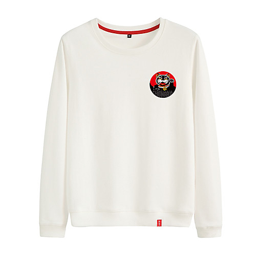

Women's Sweatshirt Pullover Black White Pink Cartoon Crew Neck Cat Cartoon Cute Sport Athleisure Sweatshirt Long Sleeve Warm Soft Comfortable Everyday Use Causal Exercising General Use / Winter