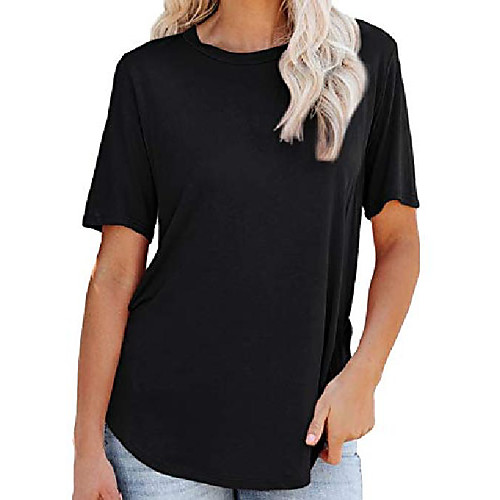 

women& #39;s loose t shirt short sleeve tunic tops black