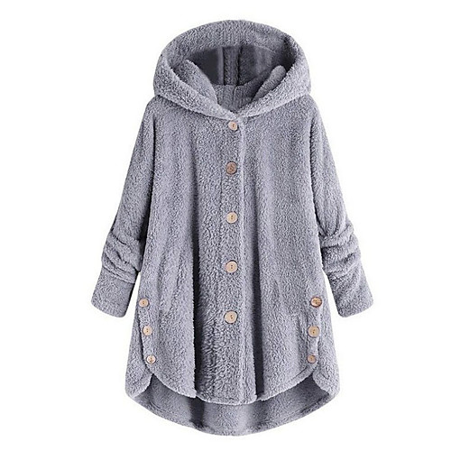 

Women's Solid Colored Basic Fall & Winter Coat Long Daily Long Sleeve Cotton Coat Tops Brown coffee