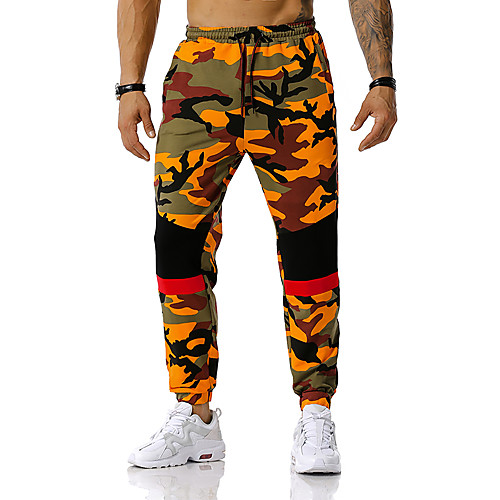 

Men's Loose Sweatpants Pants Camouflage Full Length Blue Army Green Orange / Spring / Fall