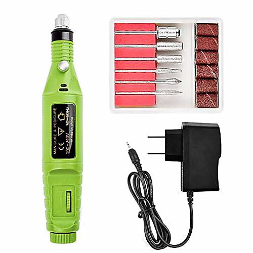 

electric nail drills set professional electric grinding machine nail art pen with 6 specialty attachments bits manicure toenail pedicure drill file tool for acrylic, gel nails & home salon