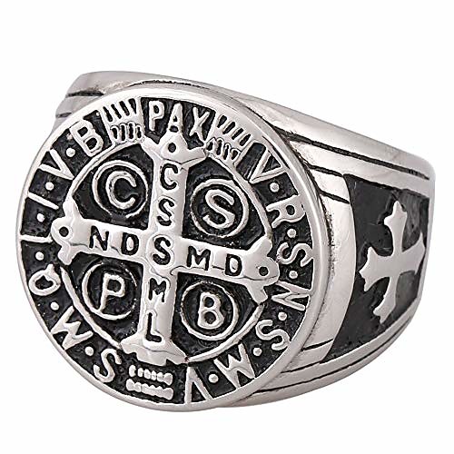 

st benedict exorcism stainless steel ring demon protection ghost hunter csbp