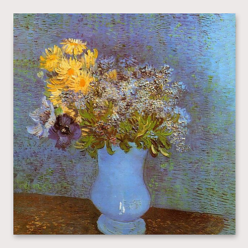 

Oil Painting Hand Painted Square Abstract Floral / Botanical Modern Stretched Canvas