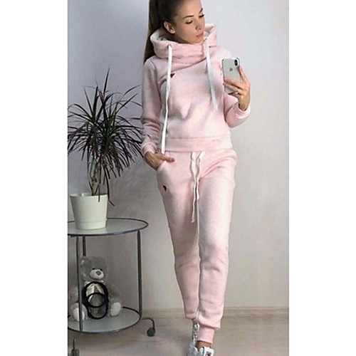 

Women's Sweatsuit 2 Piece Set Drawstring Loose Fit Hoodie Solid Color Sport Athleisure Hoodie Outfits Clothing Suit Long Sleeve Soft Comfortable Everyday Use Casual Daily / Winter / 2pcs / pack