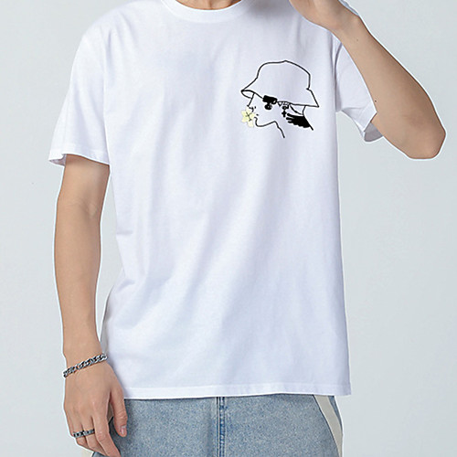 

Men's T shirt Tee / T-shirt Black White Blue Pink Artistic Style Crew Neck Cartoon Cool Sport Athleisure T Shirt Short Sleeves Breathable Soft Comfortable Everyday Use Exercising General Use