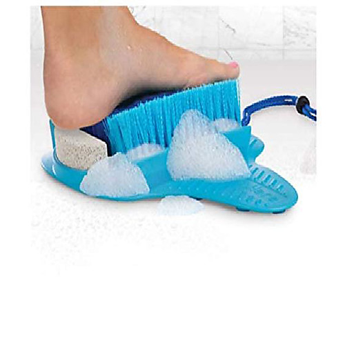 

foot scrubber with pumice stone brush feet massager spa cleaner with non-slip suction cups,callus remover for shower floor(blue with pumice stone)