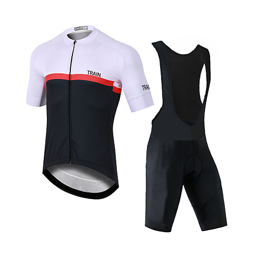 

CAWANFLY Men's Short Sleeve Cycling Jersey with Bib Shorts BlackWhite Bike Sports Mountain Bike MTB Road Bike Cycling Clothing Apparel / Expert / Racing / Stretchy / Athletic / Triathlon