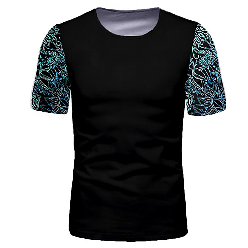 

Men's T shirt 3D Print Graphic Short Sleeve Daily Tops Basic Black
