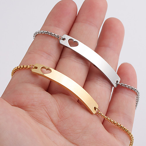 

Personalized Customized Bracelet Stainless Steel Geometric Golden Silver
