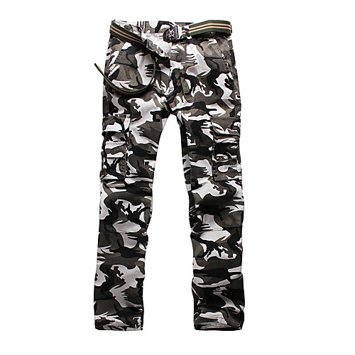 

Men's Hiking Pants Trousers Hiking Cargo Pants Camo Outdoor Breathable Ventilation Soft Comfortable Cotton Pants / Trousers White Grey Green Hunting Fishing Climbing 28 29 30 36 38