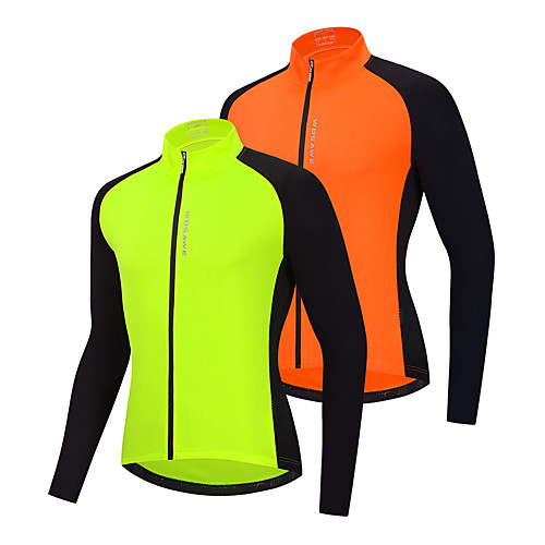 

WOSAWE Men's Long Sleeve Cycling Jacket Orange Green Patchwork Bike Top Road Bike Cycling Quick Dry Moisture Wicking Sports Clothing Apparel