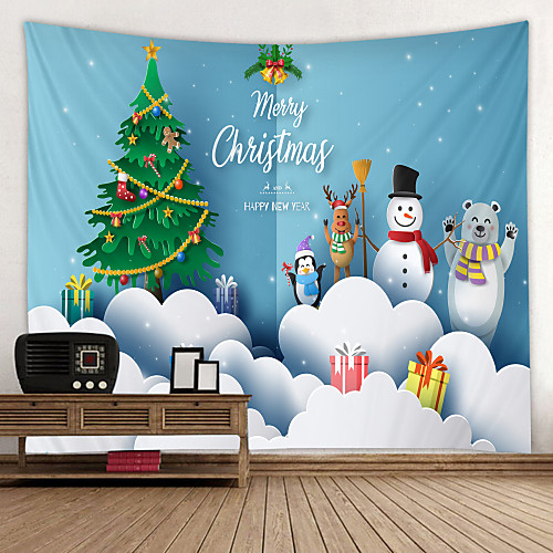 

Christmas Santa Claus Wall Tapestry Art Decor Blanket Curtain Picnic Tablecloth Hanging Home Bedroom Living Room Dorm Decoration Animal Elk Snow Snowman Christmas Tree Gift Polyester