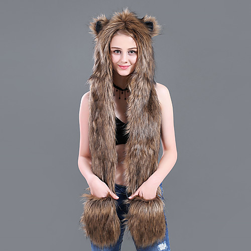 

Adults' Hat Kigurumi Pajamas Bear Onesie Pajamas Flannelette Brown Cosplay For Men and Women Animal Sleepwear Cartoon Festival / Holiday Costumes