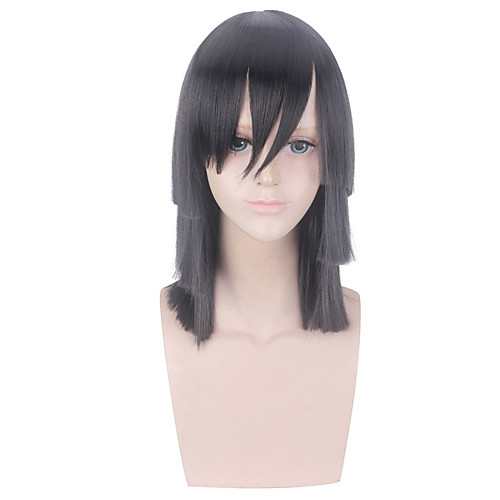 

Cosplay Costume Wig Cosplay Wig Iguro Obanai Demon Slayer Straight With Bangs Wig Medium Length Black Synthetic Hair 14 inch Women's Anime Cosplay Creative Black