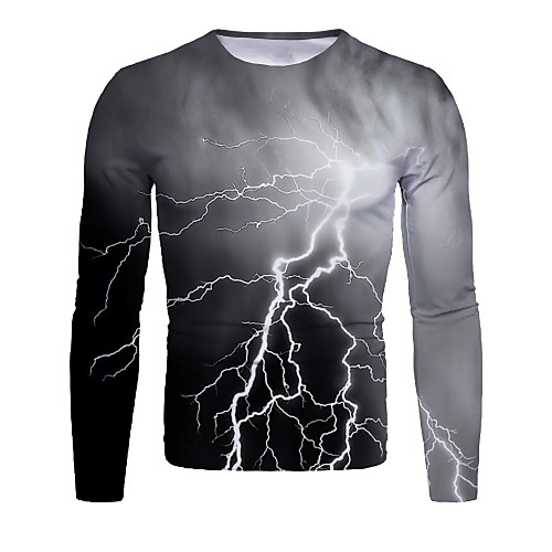 

Men's T shirt Graphic Long Sleeve Daily Tops Basic Elegant Black