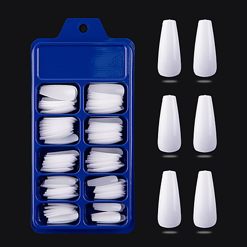 

100pcs Wear a Small Blue Box Full of Ballet False Nails Color Solid Color Nail Patch False Nail Tips with Case for Nail Salons and DIY