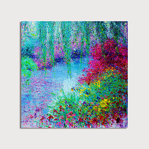 

Oil Painting Hand Painted Square Abstract Floral / Botanical Modern Stretched Canvas