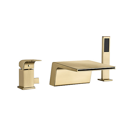 

Bathtub Faucet - Contemporary Nickel Brushed Roman Tub Ceramic Valve Bath Shower Mixer Taps