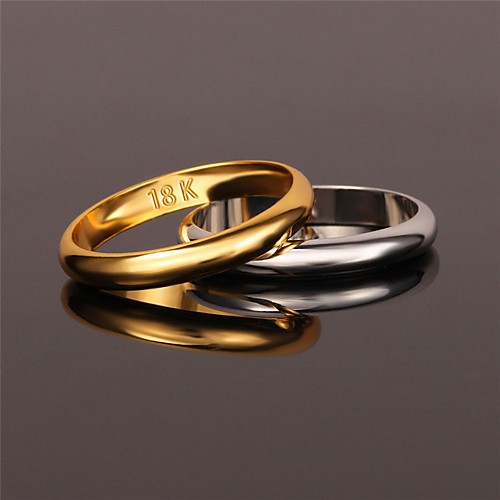 

Personalized Customized Couple's Ring Midi Ring 18K Gold Plated Round 1pc / pack Golden Silver