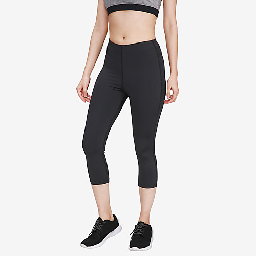 

UABRAV Women's Running Capri Leggings 3/4 Tights Capris Bottoms Drawstring Patchwork Fitness Gym Workout Performance Running Training Breathable Soft Sweat wicking Sport Solid Colored Black Purple