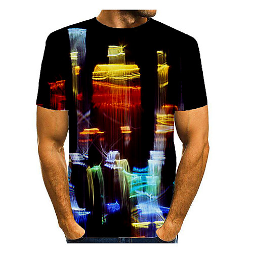

Men's T shirt Graphic Short Sleeve Daily Tops Basic Elegant Rainbow