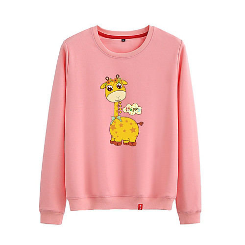 

Women's Sweatshirt Pullover Black White Pink Cartoon Animal Patterned Cartoon Cute Sport Athleisure Sweatshirt Long Sleeve Warm Soft Comfortable Everyday Use Causal Exercising General Use / Winter