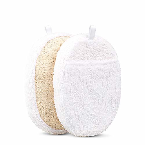 

exfoliating loofah pads, 2 packs natural luffa material loofah sponge shower body scruber for men/women bath spa and shower