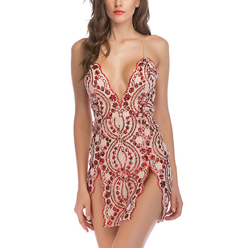 

Women's A Line Dress Short Mini Dress White Black Red Gold Sleeveless Solid Color Backless Sequins Embroidered Summer V Neck Hot Sexy 2021 S M L XL