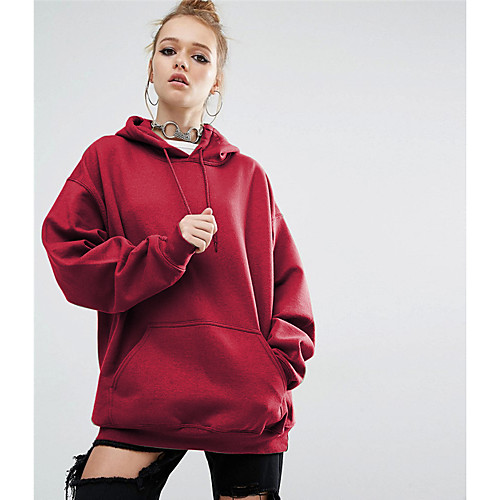 

Women's Pullover Hoodie Sweatshirt Solid Colored Daily Casual Hoodies Sweatshirts Cotton Loose Oversized Black Wine Army Green