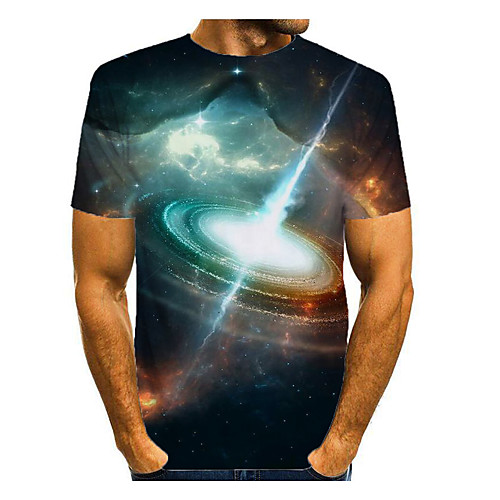 

Men's T shirt 3D Print Graphic Short Sleeve Daily Tops Basic Elegant Green