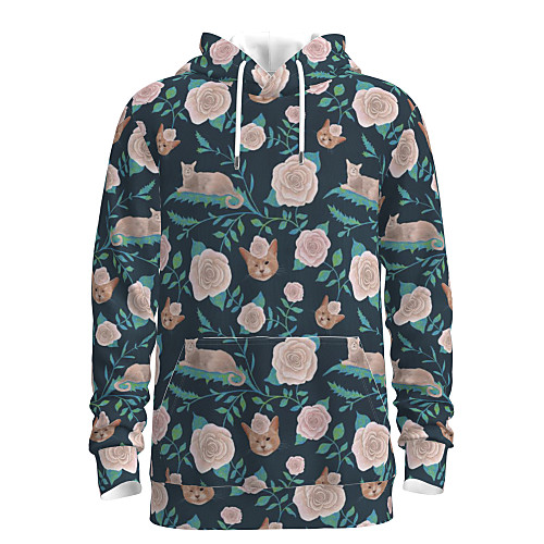 

Men's Pullover Hoodie Sweatshirt Cat Graphic Daily Weekend 3D Print Basic Casual Hoodies Sweatshirts Blue