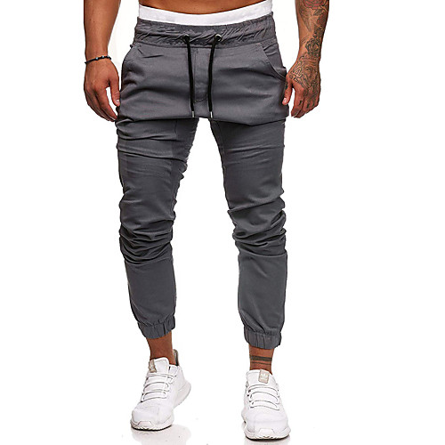 

Men's Basic Slim Daily Going out Sweatpants Pants Solid Colored Full Length Drawstring Black Army Green Khaki / Fall / Winter