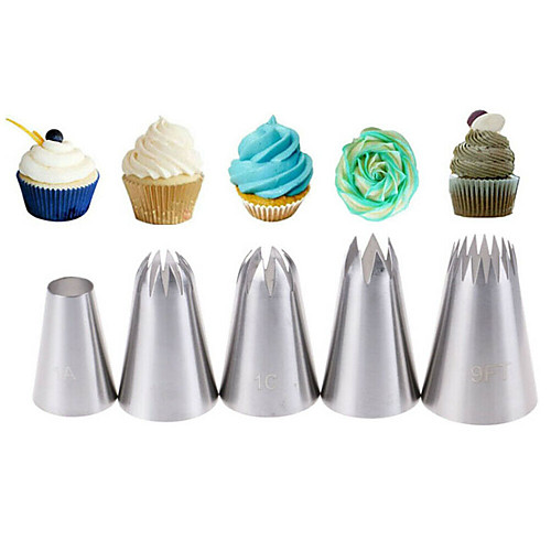 

5pcs Pastry Tips Icing Piping Nozzles Ice Cream Tool Baking Mold Cake Decorating