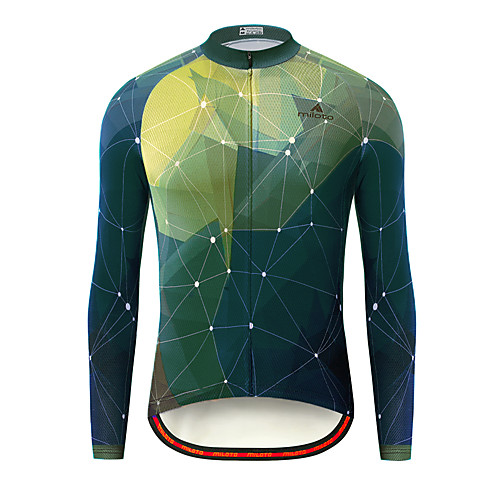 

Miloto Men's Long Sleeve Cycling Jersey Green Bike Jersey Top Mountain Bike MTB Road Bike Cycling Breathable Quick Dry Ultraviolet Resistant Sports Clothing Apparel / Stretchy / Italian Ink