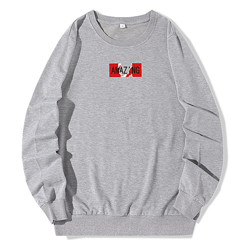 

Men's Sweatshirt Pullover Artistic Style Crew Neck Letter Printed Sport Athleisure Sweatshirt Long Sleeve Warm Soft Oversized Comfortable Everyday Use Causal Exercising General Use / Winter