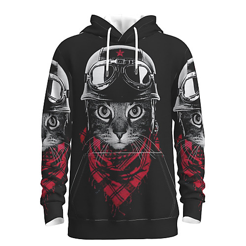 

Men's Pullover Hoodie Sweatshirt Animal Patterned Graphic Hooded Daily 3D Print Basic Hoodies Sweatshirts Black