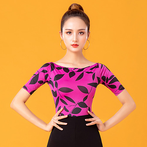 

Ballroom Dance Top Pattern / Print Women's Performance Short Sleeve Ice Silk