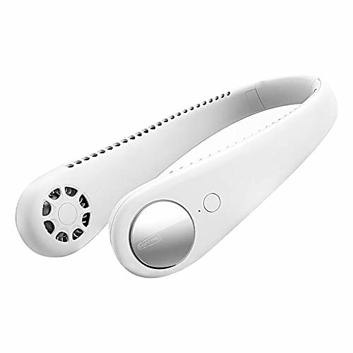 

portable sports neck hanging fan lazy hands free mini usb rechargeable wearable necklance fans (white)