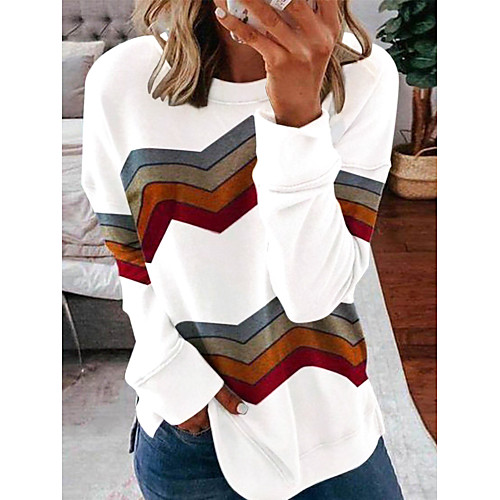 

Women's Sweatshirt Pullover Patchwork Crew Neck Color Block Sport Athleisure Sweatshirt Long Sleeve Warm Soft Oversized Comfortable Everyday Use Causal Exercising General Use / Winter