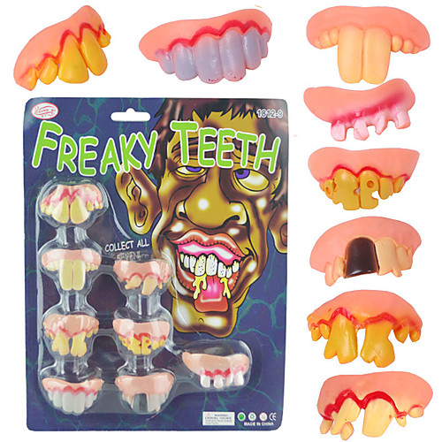 

Halloween Party Toys Fake Teeth Toy Vampire Teeth 8 pcs Funny Masquerade Rubber Kid's Adults Trick or Treat Halloween Party Favors Supplies